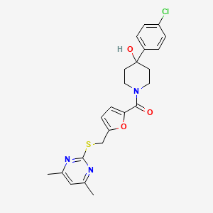 molecular formula C23H24ClN3O3S B12181073 [4-(4-Chlorophenyl)-4-hydroxypiperidin-1-yl](5-{[(4,6-dimethylpyrimidin-2-yl)sulfanyl]methyl}furan-2-yl)methanone 