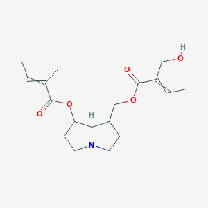 molecular formula C18H27NO5 B1218127 [7-(2-甲基丁-2-烯酰氧基)-2,3,5,6,7,8-六氢-1H-吡咯利嗪-1-基]甲基 2-(羟甲基)丁-2-烯酸酯 