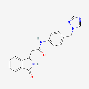 molecular formula C19H17N5O2 B12181296 N-(4-((1H-1,2,4-triazol-1-yl)methyl)phenyl)-2-(3-oxoisoindolin-1-yl)acetamide 