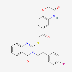 6-[2-({3-[2-(4-fluorophenyl)ethyl]-4-oxo-3,4-dihydroquinazolin-2-yl}sulfanyl)acetyl]-3,4-dihydro-2H-1,4-benzoxazin-3-one