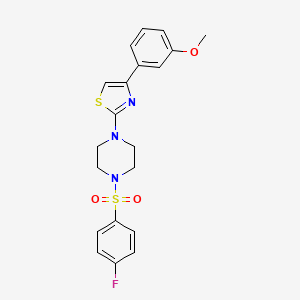 molecular formula C20H20FN3O3S2 B1218133 2-[4-(4-Fluorophenyl)sulfonyl-1-piperazinyl]-4-(3-methoxyphenyl)thiazole 