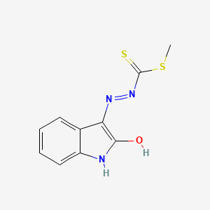 molecular formula C10H9N3OS2 B12181348 3-[2-[(Methylthio)(mercapto)methylene]hydrazono]-1H-indole-2(3H)-one CAS No. 59224-23-6