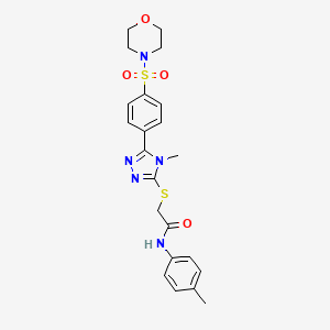 molecular formula C22H25N5O4S2 B1218135 2-[[4-methyl-5-[4-(4-morpholinylsulfonyl)phenyl]-1,2,4-triazol-3-yl]thio]-N-(4-methylphenyl)acetamide 