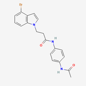 molecular formula C19H18BrN3O2 B12181400 N-[4-(acetylamino)phenyl]-3-(4-bromo-1H-indol-1-yl)propanamide 