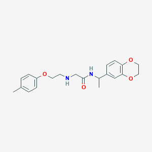 molecular formula C21H26N2O4 B12181456 N-[1-(2,3-dihydro-1,4-benzodioxin-6-yl)ethyl]-2-{[2-(4-methylphenoxy)ethyl]amino}acetamide 