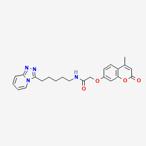 2-[(4-methyl-2-oxo-2H-chromen-7-yl)oxy]-N-[5-([1,2,4]triazolo[4,3-a]pyridin-3-yl)pentyl]acetamide