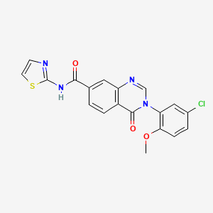 molecular formula C19H13ClN4O3S B12181498 3-(5-chloro-2-methoxyphenyl)-4-oxo-N-(1,3-thiazol-2-yl)-3,4-dihydroquinazoline-7-carboxamide 