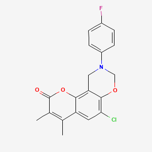 6-chloro-9-(4-fluorophenyl)-3,4-dimethyl-9,10-dihydro-2H,8H-chromeno[8,7-e][1,3]oxazin-2-one