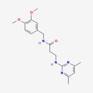 molecular formula C18H24N4O3 B12181704 N-(3,4-dimethoxybenzyl)-3-[(4,6-dimethyl-2-pyrimidinyl)amino]propanamide 