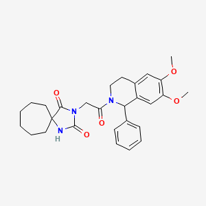 molecular formula C28H33N3O5 B12181912 3-[2-(6,7-Dimethoxy-1-phenyl-1,2,3,4-tetrahydroisoquinolin-2-yl)-2-oxoethyl]-1,3-diazaspiro[4.6]undecane-2,4-dione 