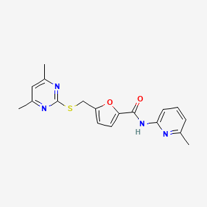 molecular formula C18H18N4O2S B12182022 5-{[(4,6-dimethylpyrimidin-2-yl)sulfanyl]methyl}-N-(6-methylpyridin-2-yl)furan-2-carboxamide 