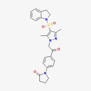 1-(4-{2-[4-(2,3-dihydro-1H-indole-1-sulfonyl)-3,5-dimethyl-1H-pyrazol-1-yl]acetyl}phenyl)pyrrolidin-2-one