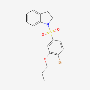 molecular formula C18H20BrNO3S B12182031 1-(4-bromo-3-propoxybenzenesulfonyl)-2-methyl-2,3-dihydro-1H-indole 