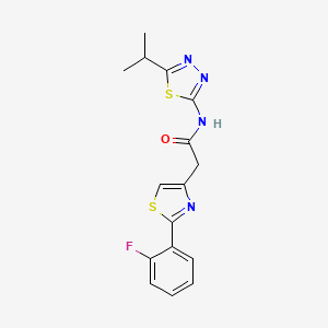 2-[2-(2-fluorophenyl)-1,3-thiazol-4-yl]-N-[(2Z)-5-(propan-2-yl)-1,3,4-thiadiazol-2(3H)-ylidene]acetamide