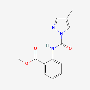 molecular formula C13H13N3O3 B1218222 2-[[(4-Methyl-1-pyrazolyl)-oxomethyl]amino]benzoic acid methyl ester 