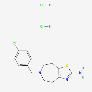 molecular formula C14H18Cl3N3S B1218224 4H-Thiazolo(4,5-d)azepin-2-amine, 5,6,7,8-tetrahydro-6-((4-chlorophenyl)methyl)-, dihydrochloride CAS No. 36085-44-6