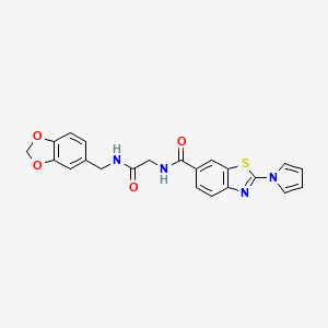 N-{2-[(1,3-benzodioxol-5-ylmethyl)amino]-2-oxoethyl}-2-(1H-pyrrol-1-yl)-1,3-benzothiazole-6-carboxamide