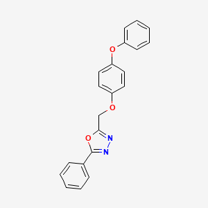 molecular formula C21H16N2O3 B12182481 2-[(4-Phenoxyphenoxy)methyl]-5-phenyl-1,3,4-oxadiazole 