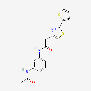 molecular formula C17H15N3O2S2 B12182500 N-(3-acetamidophenyl)-2-[2-(thiophen-2-yl)-1,3-thiazol-4-yl]acetamide 