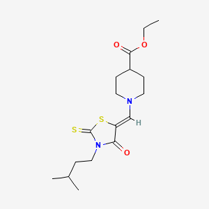 ethyl 1-{(Z)-[3-(3-methylbutyl)-4-oxo-2-thioxo-1,3-thiazolidin-5-ylidene]methyl}piperidine-4-carboxylate