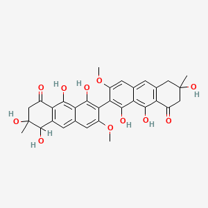 B1218266 (2,2'-Bianthracene)-8,8'(5H,5'H)-dione, 6,6',7,7'-tetrahydro-1,1',5,6,6',9,9'-heptahydroxy-3,3'-dimethoxy-6,6'-dimethyl- CAS No. 51995-93-8