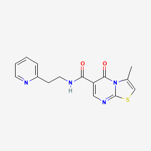 molecular formula C15H14N4O2S B12182747 3-methyl-5-oxo-N-(2-(pyridin-2-yl)ethyl)-5H-thiazolo[3,2-a]pyrimidine-6-carboxamide 