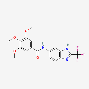 molecular formula C18H16F3N3O4 B12182768 3,4,5-trimethoxy-N-[2-(trifluoromethyl)-1H-benzimidazol-5-yl]benzamide 