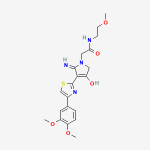 molecular formula C20H24N4O5S B12182788 2-{3-[4-(3,4-dimethoxyphenyl)-1,3-thiazol-2-yl]-4-hydroxy-2-imino-2,5-dihydro-1H-pyrrol-1-yl}-N-(2-methoxyethyl)acetamide 