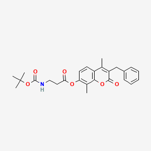 molecular formula C26H29NO6 B12182927 3-benzyl-4,8-dimethyl-2-oxo-2H-chromen-7-yl N-(tert-butoxycarbonyl)-beta-alaninate 