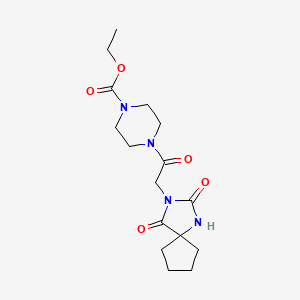 Ethyl 4-[(2,4-dioxo-1,3-diazaspiro[4.4]non-3-yl)acetyl]piperazine-1-carboxylate