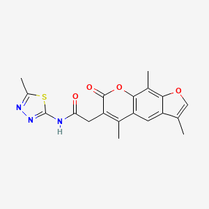 molecular formula C19H17N3O4S B12183059 N-[(2Z)-5-methyl-1,3,4-thiadiazol-2(3H)-ylidene]-2-(3,5,9-trimethyl-7-oxo-7H-furo[3,2-g]chromen-6-yl)acetamide 