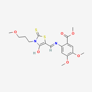 methyl 4,5-dimethoxy-2-({(E)-[3-(3-methoxypropyl)-4-oxo-2-thioxo-1,3-thiazolidin-5-ylidene]methyl}amino)benzoate