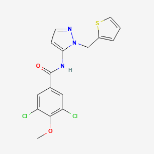 3,5-dichloro-4-methoxy-N-[1-(thiophen-2-ylmethyl)-1H-pyrazol-5-yl]benzamide