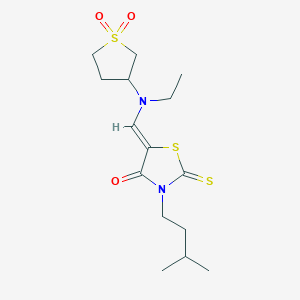 molecular formula C15H24N2O3S3 B12183309 (5Z)-5-{[(1,1-dioxidotetrahydrothiophen-3-yl)(ethyl)amino]methylidene}-3-(3-methylbutyl)-2-thioxo-1,3-thiazolidin-4-one 