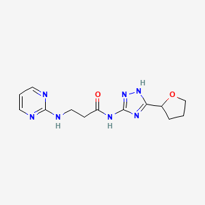 molecular formula C13H17N7O2 B12183358 N~3~-pyrimidin-2-yl-N-[3-(tetrahydrofuran-2-yl)-1H-1,2,4-triazol-5-yl]-beta-alaninamide 