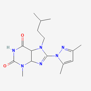 8-(3,5-Dimethylpyrazol-1-yl)-3-methyl-7-(3-methylbutyl)-4,5-dihydropurine-2,6-dione