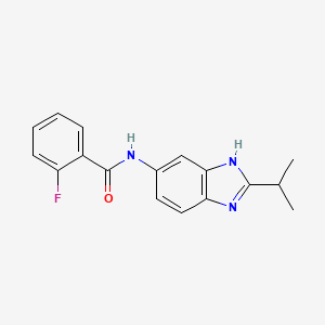 molecular formula C17H16FN3O B12183461 2-fluoro-N-[2-(propan-2-yl)-1H-benzimidazol-5-yl]benzamide 