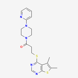 3-[(5,6-Dimethylthieno[2,3-d]pyrimidin-4-yl)sulfanyl]-1-[4-(pyridin-2-yl)piperazin-1-yl]propan-1-one