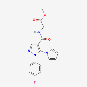 molecular formula C17H15FN4O3 B12183727 methyl 2-{[1-(4-fluorophenyl)-5-(1H-pyrrol-1-yl)-1H-pyrazol-4-yl]formamido}acetate 