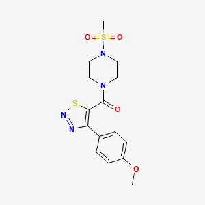 molecular formula C15H18N4O4S2 B12183790 [4-(4-Methoxyphenyl)-1,2,3-thiadiazol-5-yl][4-(methylsulfonyl)piperazin-1-yl]methanone 