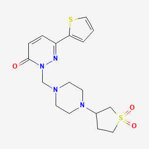 molecular formula C17H22N4O3S2 B12183799 2-((4-(1,1-dioxidotetrahydrothiophen-3-yl)piperazin-1-yl)methyl)-6-(thiophen-2-yl)pyridazin-3(2H)-one 