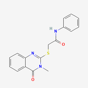 molecular formula C17H15N3O2S B1218381 2-[(3-methyl-4-oxo-2-quinazolinyl)thio]-N-phenylacetamide 