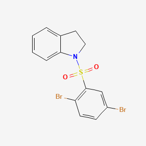 molecular formula C14H11Br2NO2S B12183811 1,4-Dibromo-2-(indolinylsulfonyl)benzene 