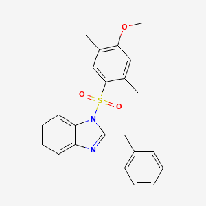 molecular formula C23H22N2O3S B12183848 1-[(4-Methoxy-2,5-dimethylphenyl)sulfonyl]-2-benzylbenzimidazole 