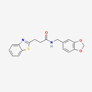 N-[(2H-1,3-benzodioxol-5-yl)methyl]-3-(1,3-benzothiazol-2-yl)propanamide