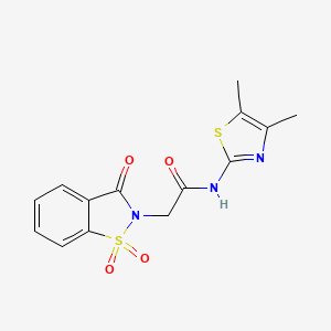 molecular formula C14H13N3O4S2 B12183983 N-(4,5-dimethyl-1,3-thiazol-2-yl)-2-(1,1-dioxido-3-oxo-1,2-benzothiazol-2(3H)-yl)acetamide 