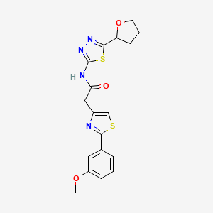 2-[2-(3-methoxyphenyl)-1,3-thiazol-4-yl]-N-[(2E)-5-(tetrahydrofuran-2-yl)-1,3,4-thiadiazol-2(3H)-ylidene]acetamide