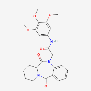 molecular formula C24H27N3O6 B12184168 2-(6,12-dioxo-6,6a,7,8,9,10-hexahydropyrido[2,1-c][1,4]benzodiazepin-5(12H)-yl)-N-(3,4,5-trimethoxyphenyl)acetamide 