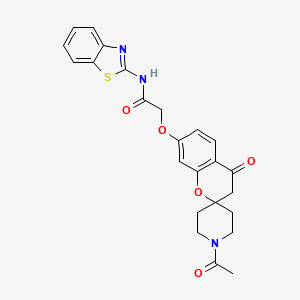 2-[(1'-acetyl-4-oxo-3,4-dihydrospiro[chromene-2,4'-piperidin]-7-yl)oxy]-N-(1,3-benzothiazol-2-yl)acetamide