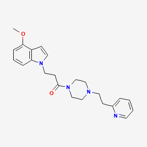 molecular formula C23H28N4O2 B12184359 3-(4-methoxy-1H-indol-1-yl)-1-{4-[2-(2-pyridyl)ethyl]piperazino}-1-propanone 